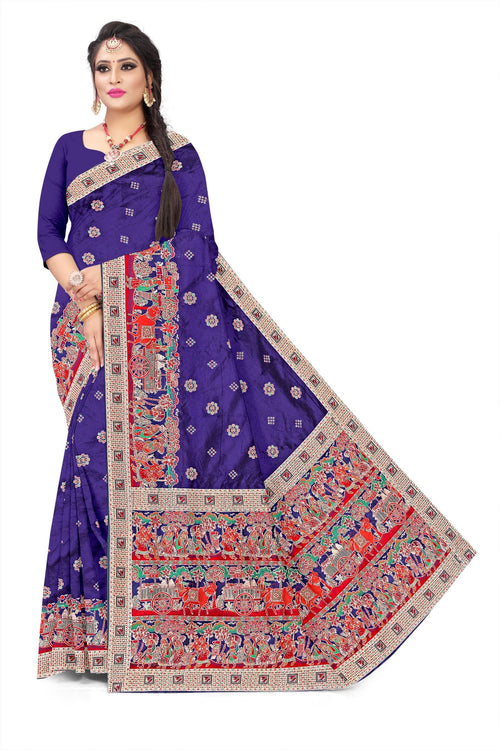 Jacquard Pashmina Floral and Leaves Print Elegant Saree for Festive Wear