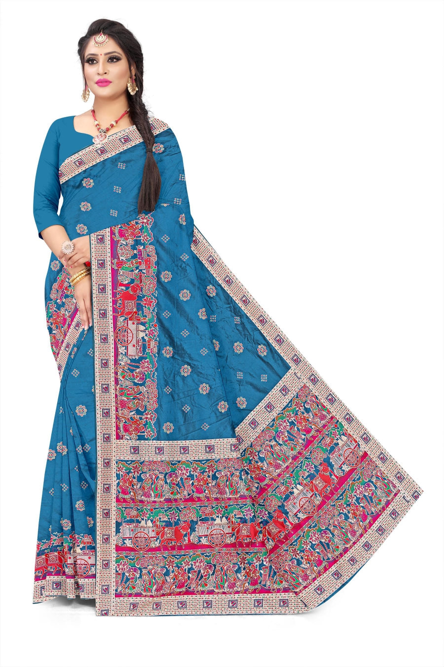 Jacquard Pashmina Floral and Leaves Print Elegant Saree for Festive Wear