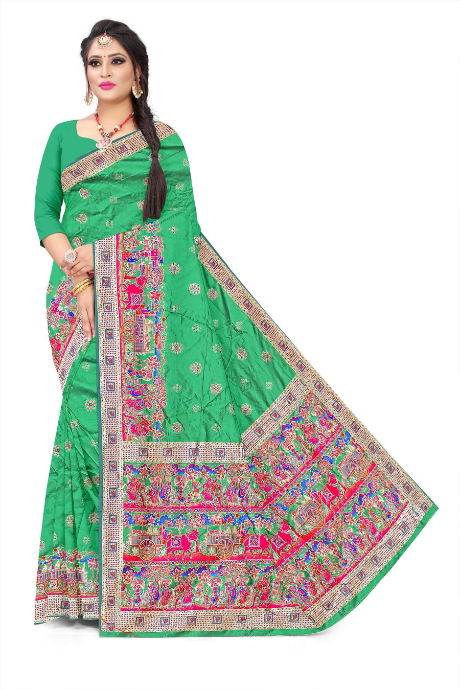 Jacquard Pashmina Floral and Leaves Print Elegant Saree for Festive Wear