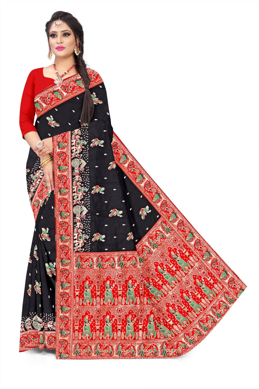 Jacquard Pashmina Butti Print Saree for Festive Wear