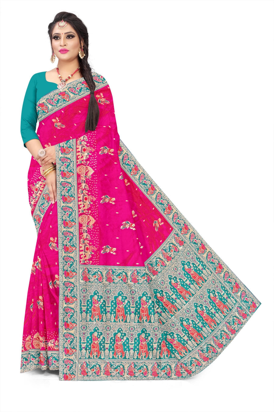 Jacquard Pashmina Baby Doll Print Woven Elegant Saree for Festive Wear