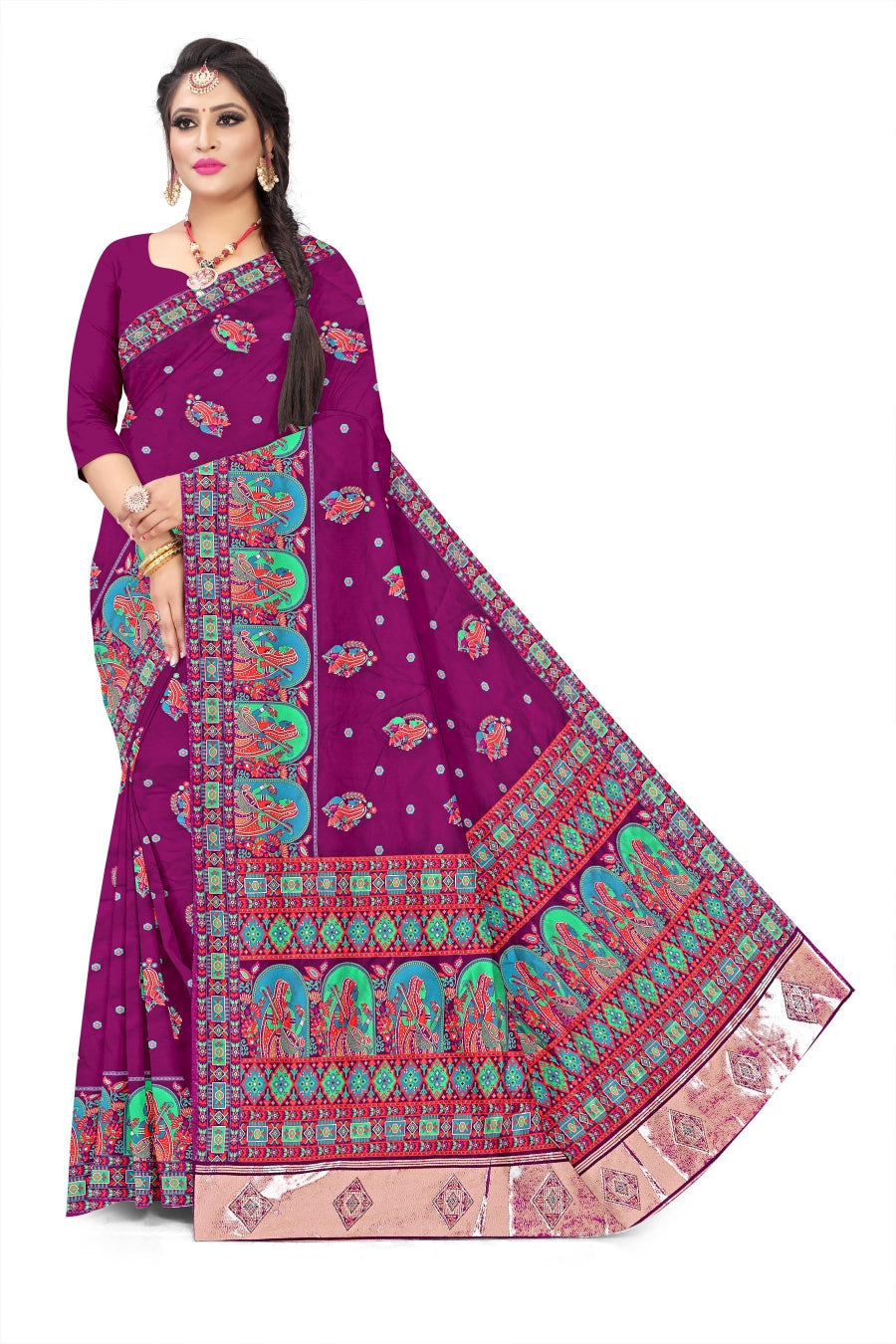 Jacquard Pashmina Kota Doll Print Elegant Sari for Festive and Casual Wear