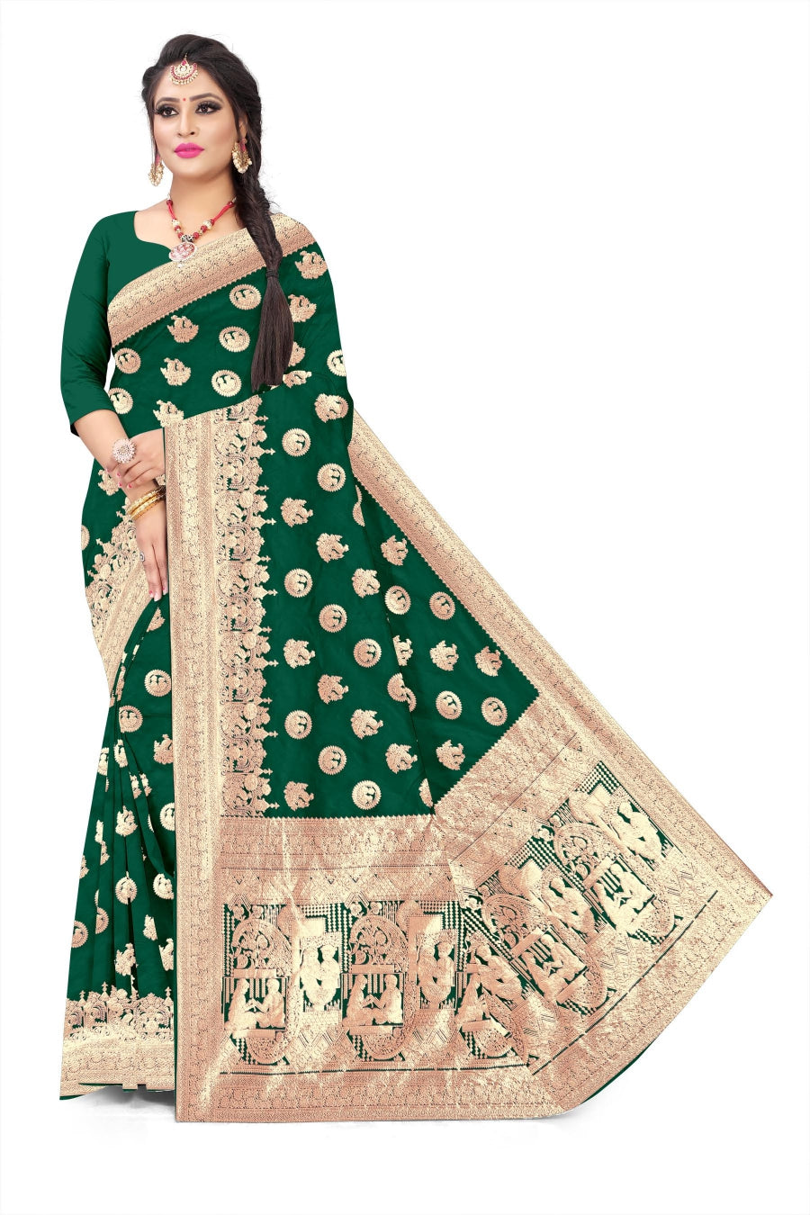 Soft Trendy Silk Jacquard Doll Guda Print Sari for Festive Wedding Look 50/600