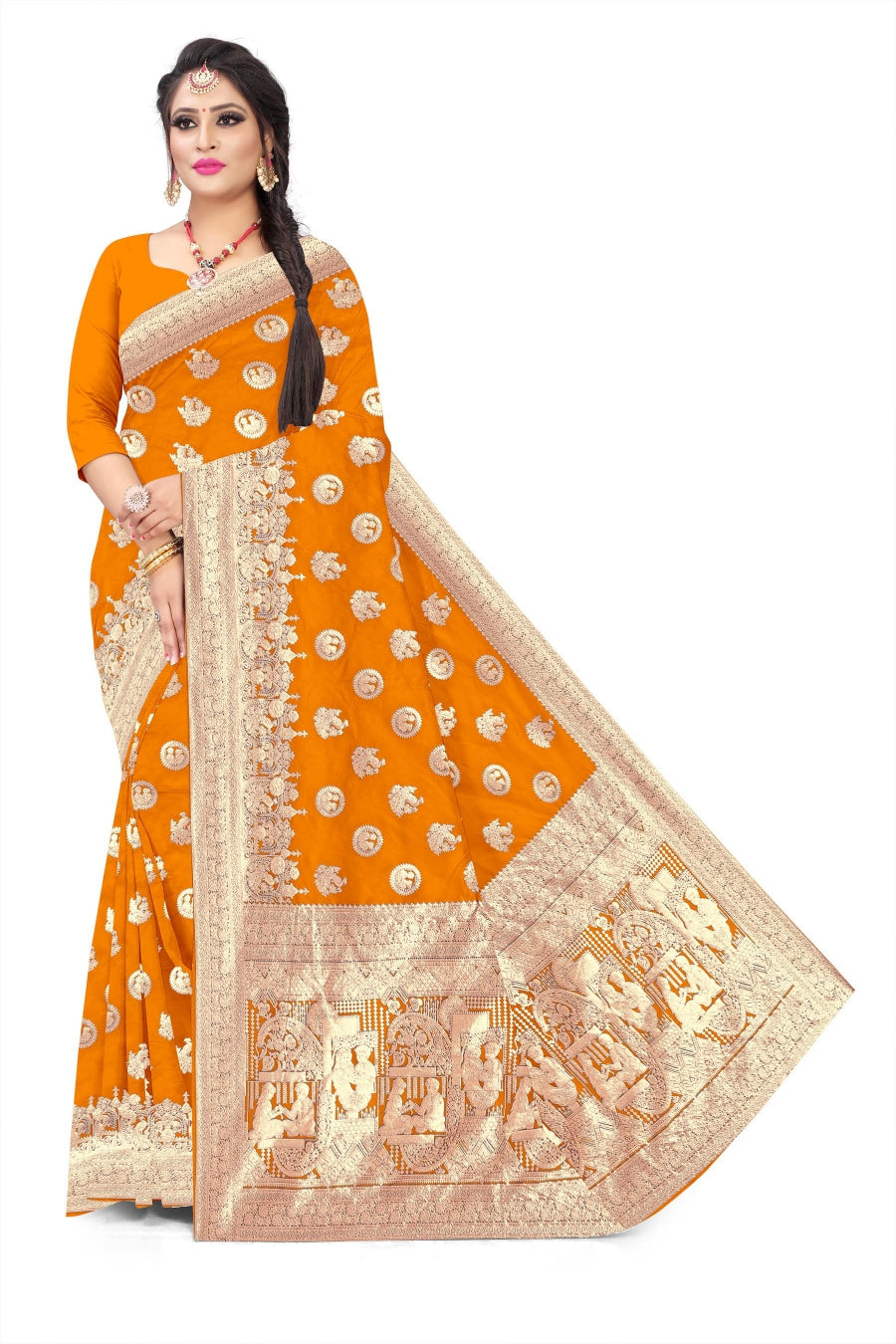Soft Trendy Silk Jacquard Doll Guda Print Sari for Festive Wedding Look 50/600