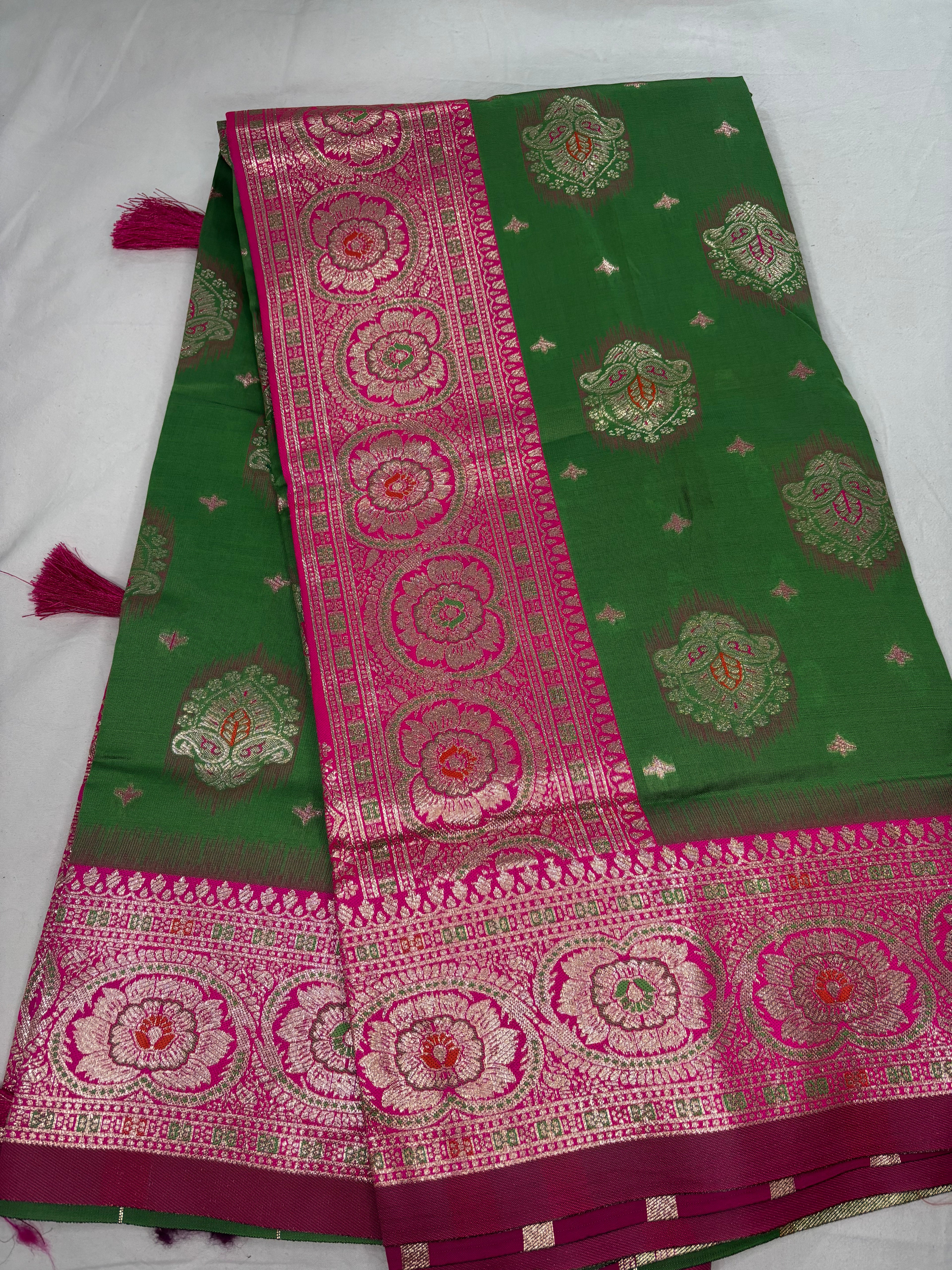 Jacquard Floral Butti Pashmina Elegant Sari for Festive Wear