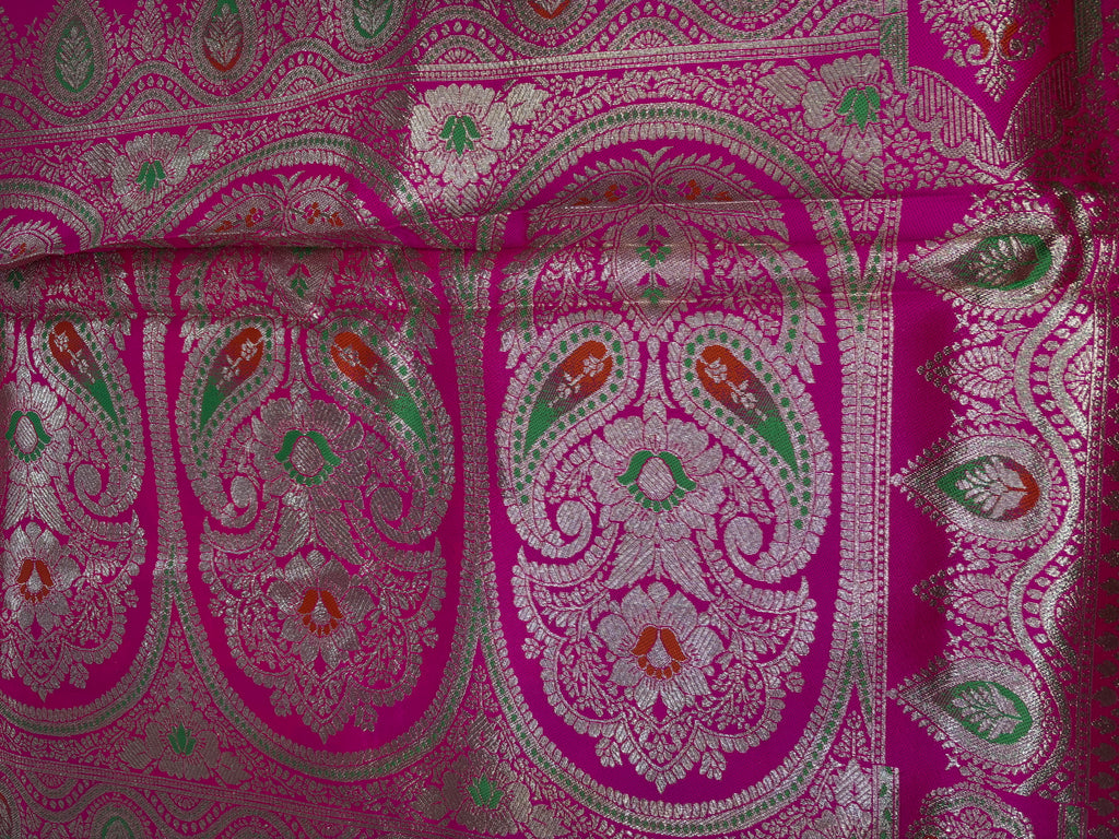 Jacquard Floral Butti Pashmina Elegant Sari for Festive Wear