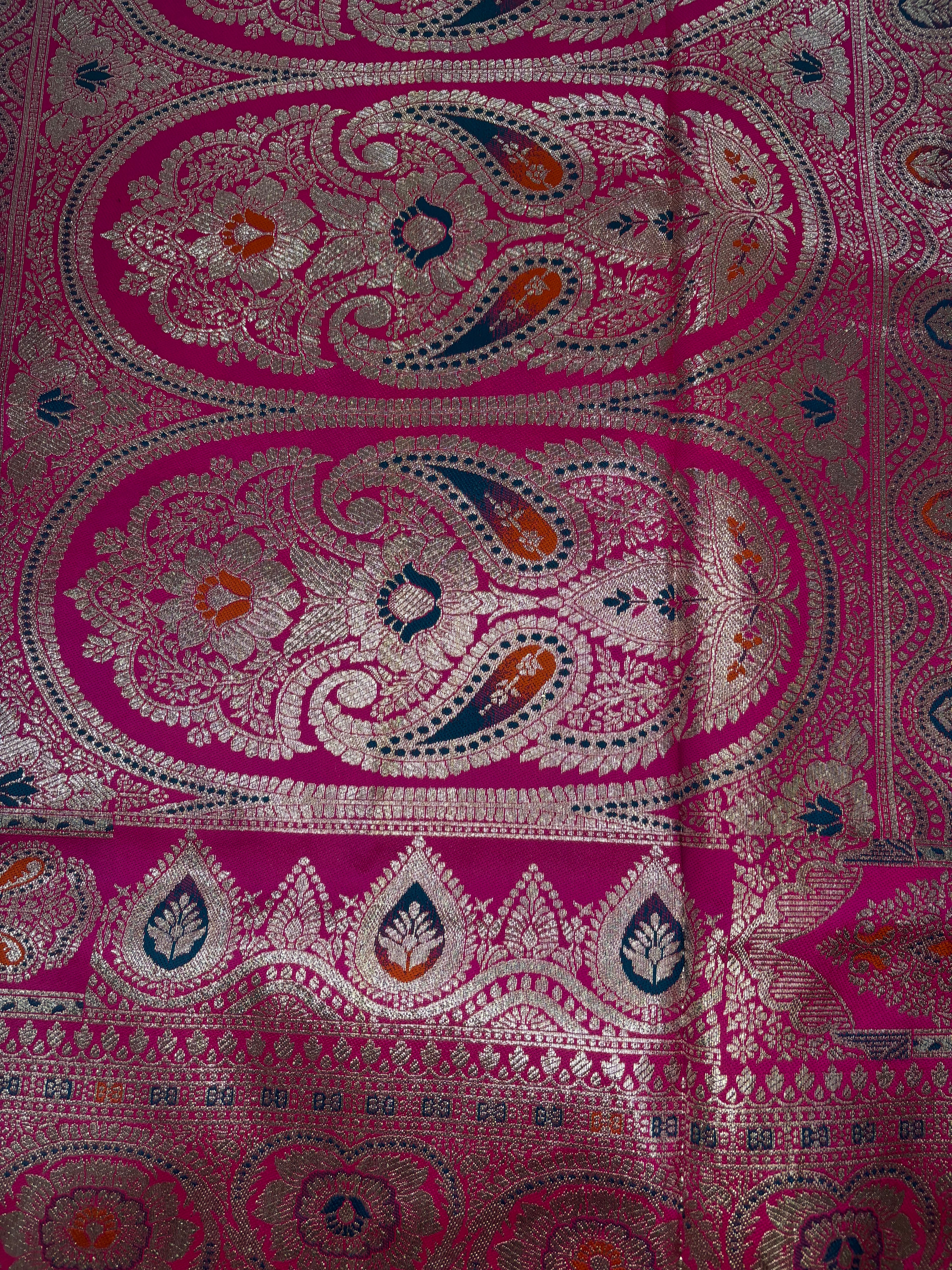 Jacquard Floral Butti Pashmina Elegant Sari for Festive Wear