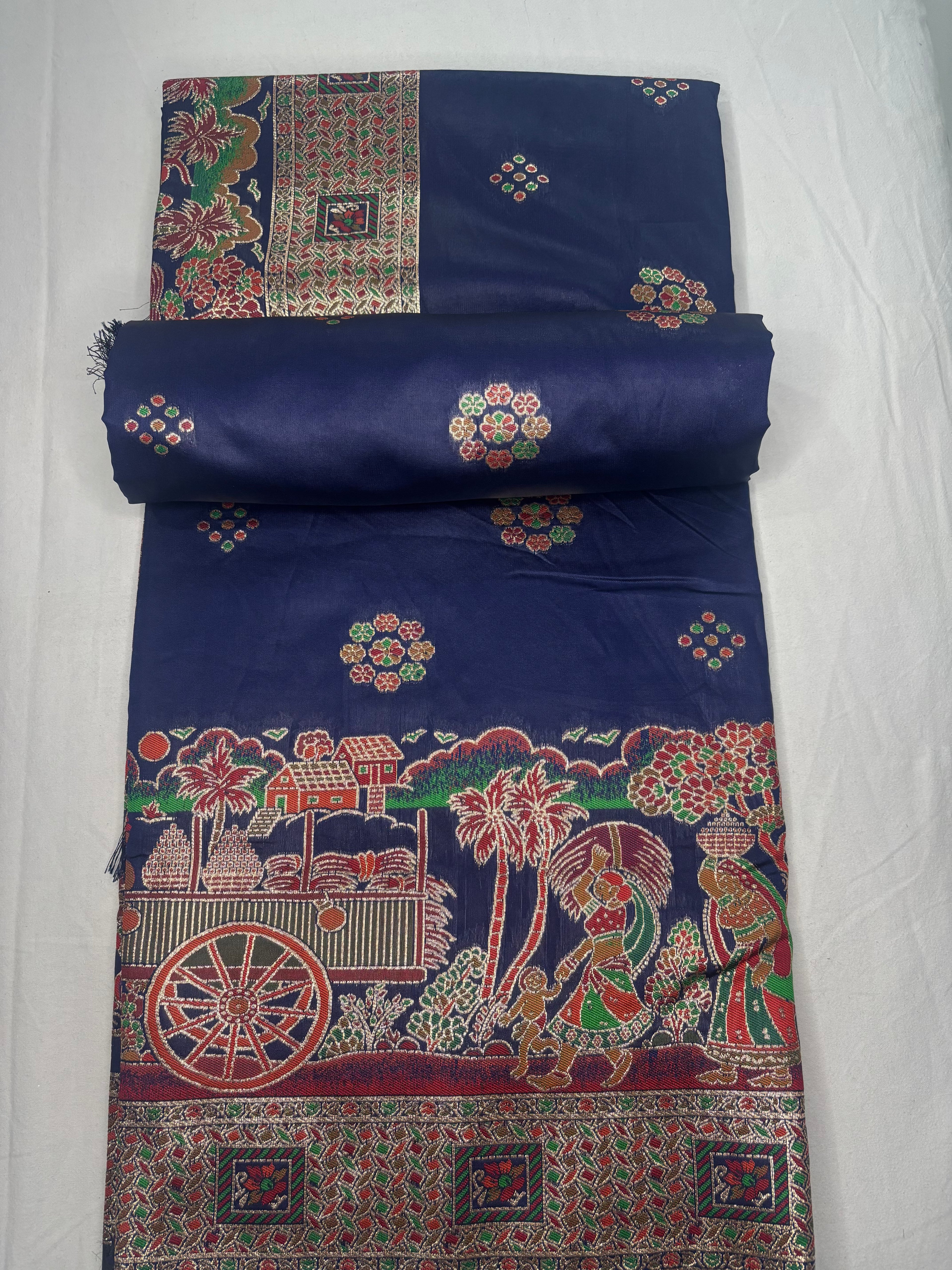 Jacquard Pashmina Floral and Leaves Print Elegant Saree for Festive Wear