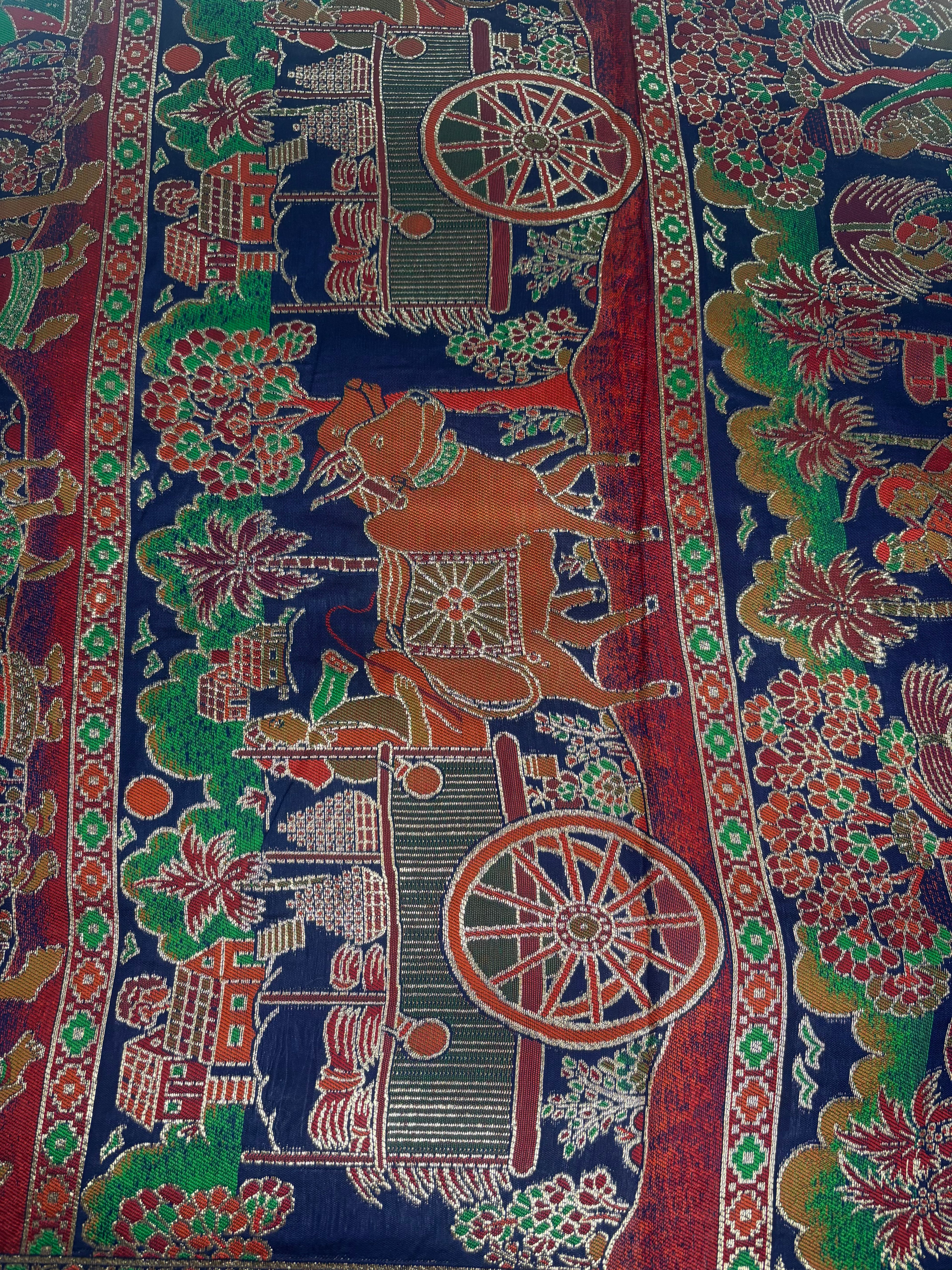 Jacquard Pashmina Floral and Leaves Print Elegant Saree for Festive Wear