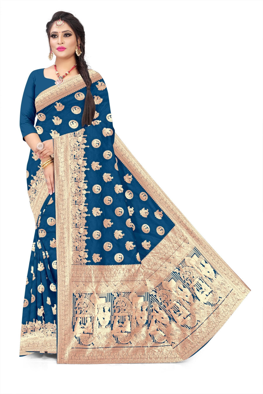 Soft Trendy Silk Jacquard Doll Guda Print Sari for Festive Wedding Look 50/600