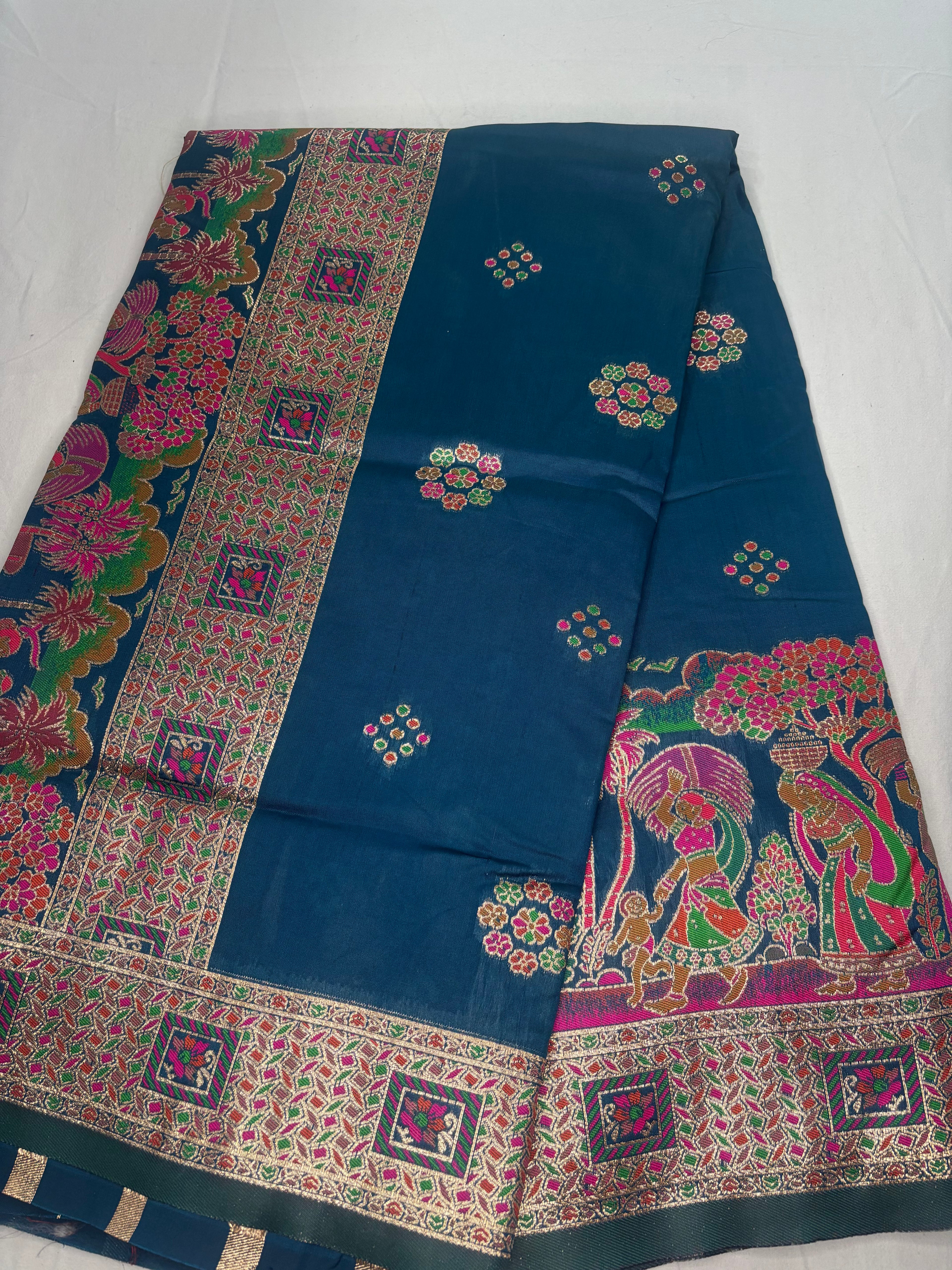 Jacquard Pashmina Floral and Leaves Print Elegant Saree for Festive Wear