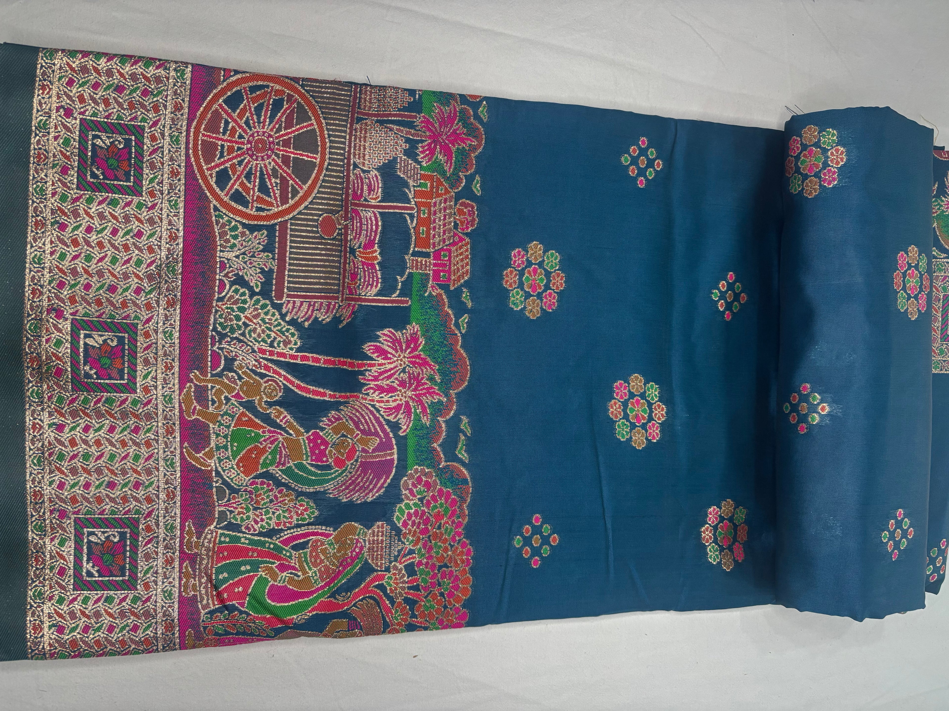 Jacquard Pashmina Floral and Leaves Print Elegant Saree for Festive Wear