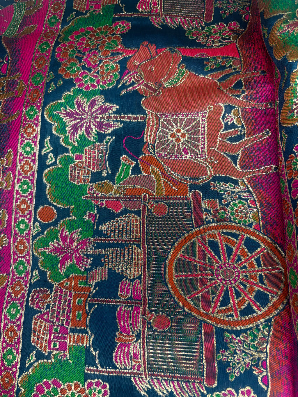Jacquard Pashmina Floral and Leaves Print Elegant Saree for Festive Wear