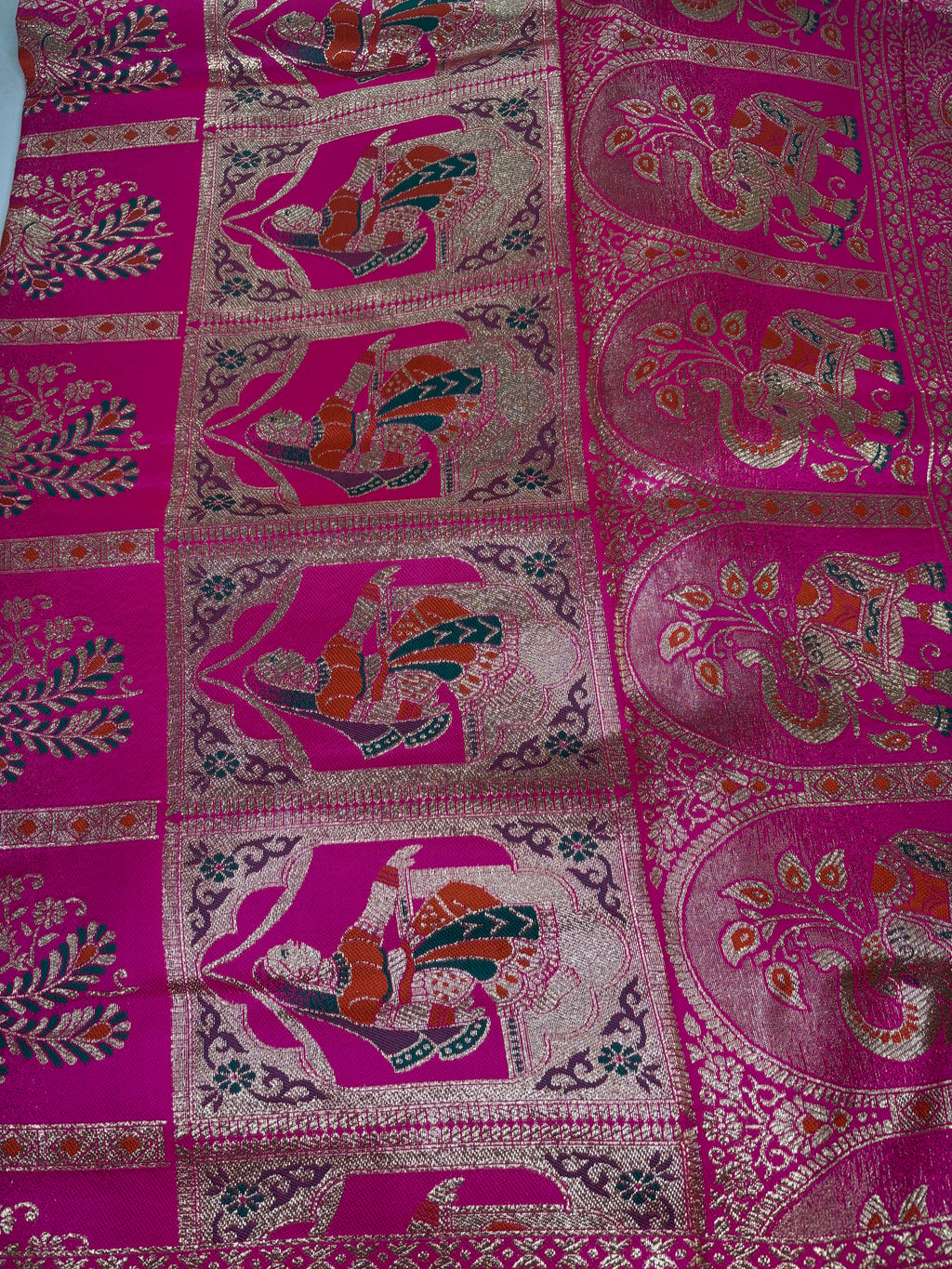 Jacquard Pashmina Peacock Girl Print Elegant Sari with Zari Work for Festive Wear