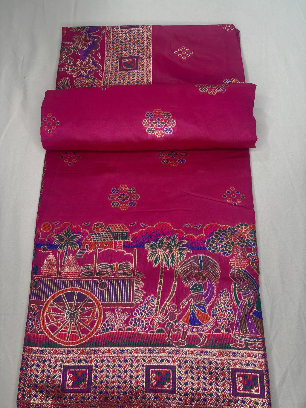 Jacquard Pashmina Floral and Leaves Print Elegant Saree for Festive Wear