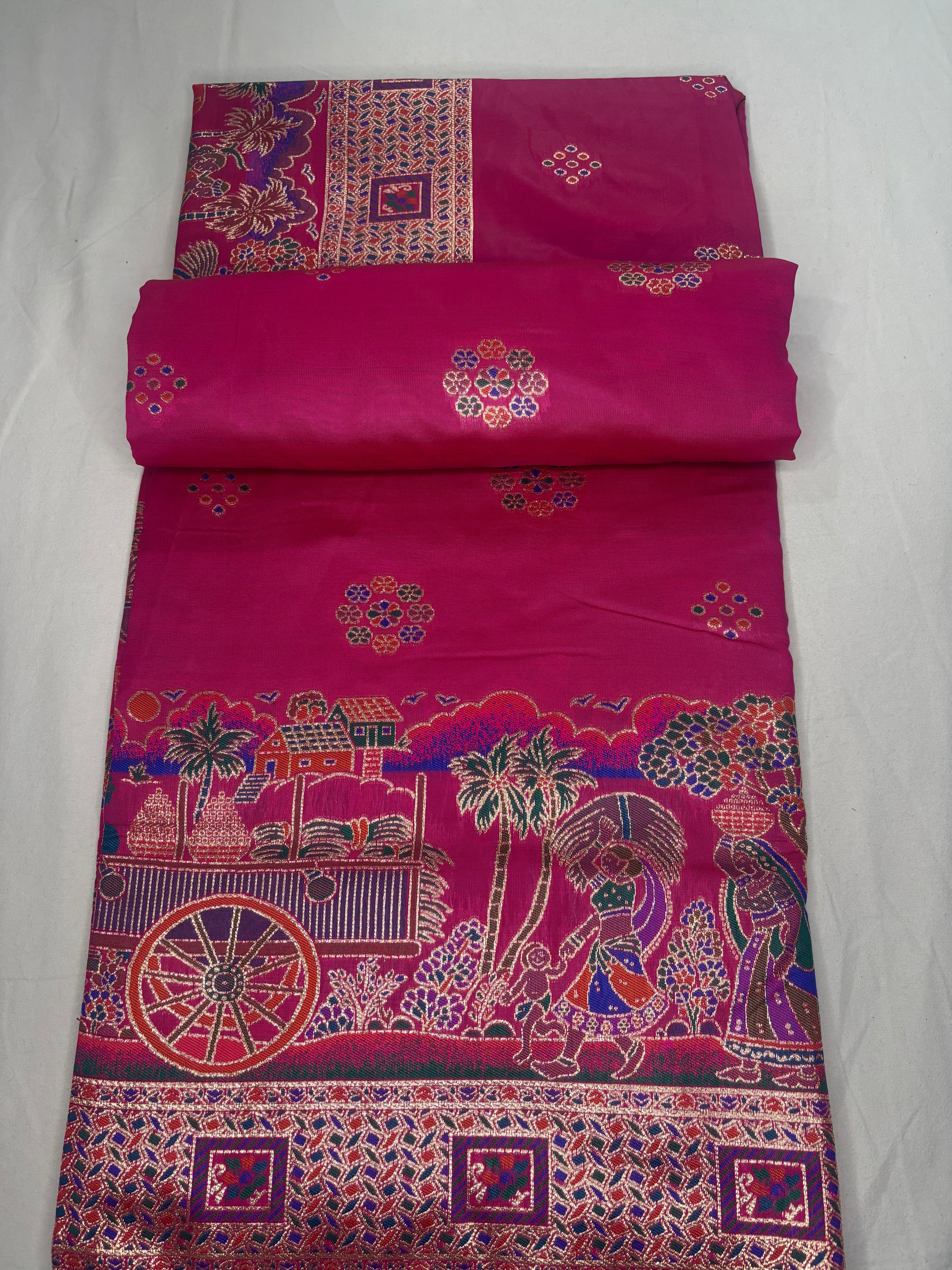 Jacquard Pashmina Floral and Leaves Print Elegant Saree for Festive Wear