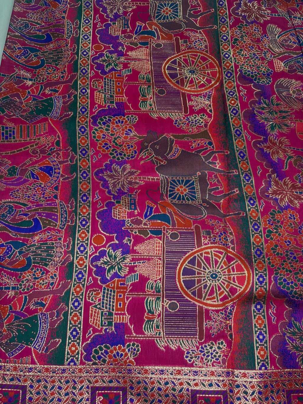 Jacquard Pashmina Floral and Leaves Print Elegant Saree for Festive Wear