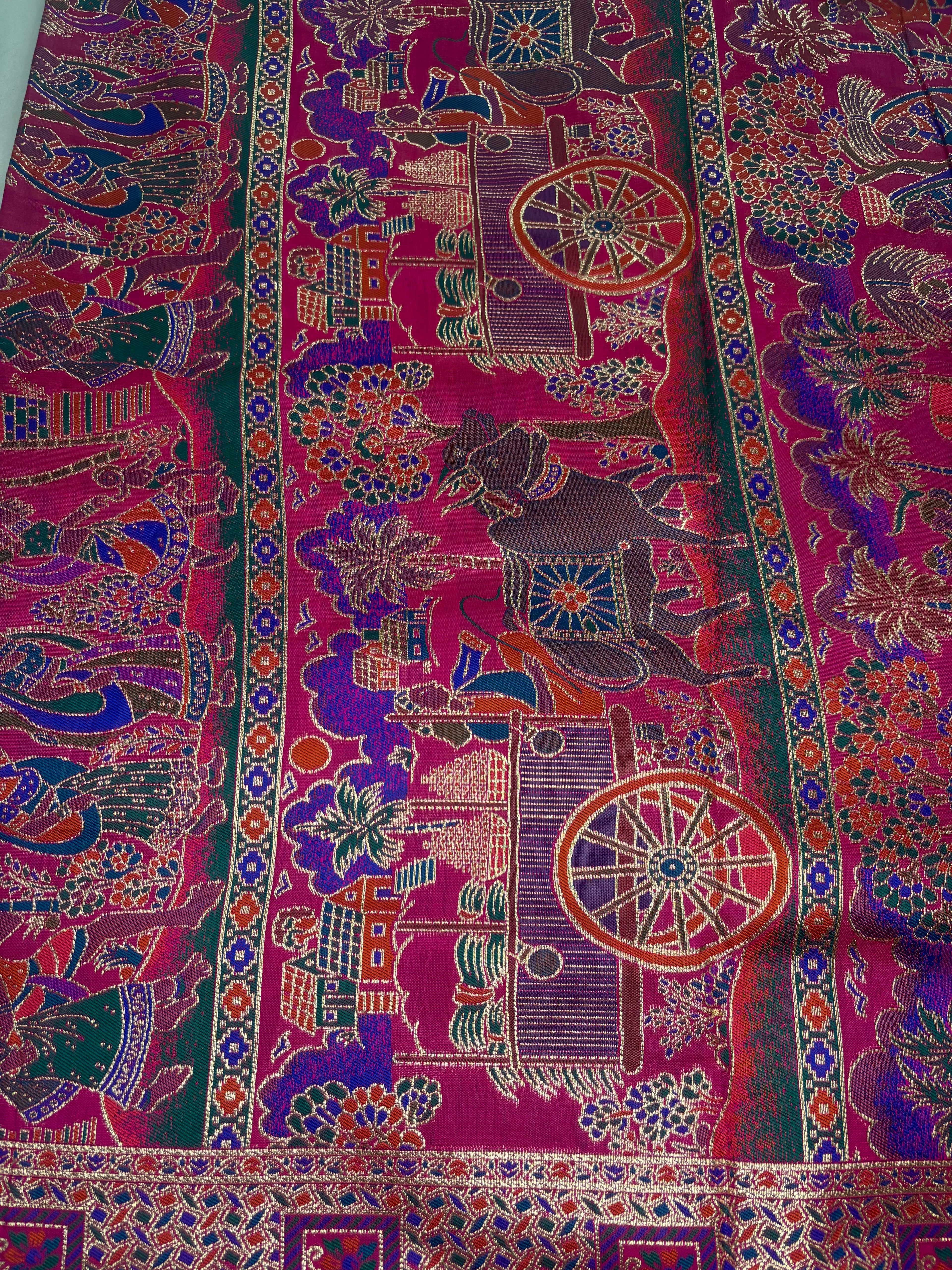 Jacquard Pashmina Floral and Leaves Print Elegant Saree for Festive Wear