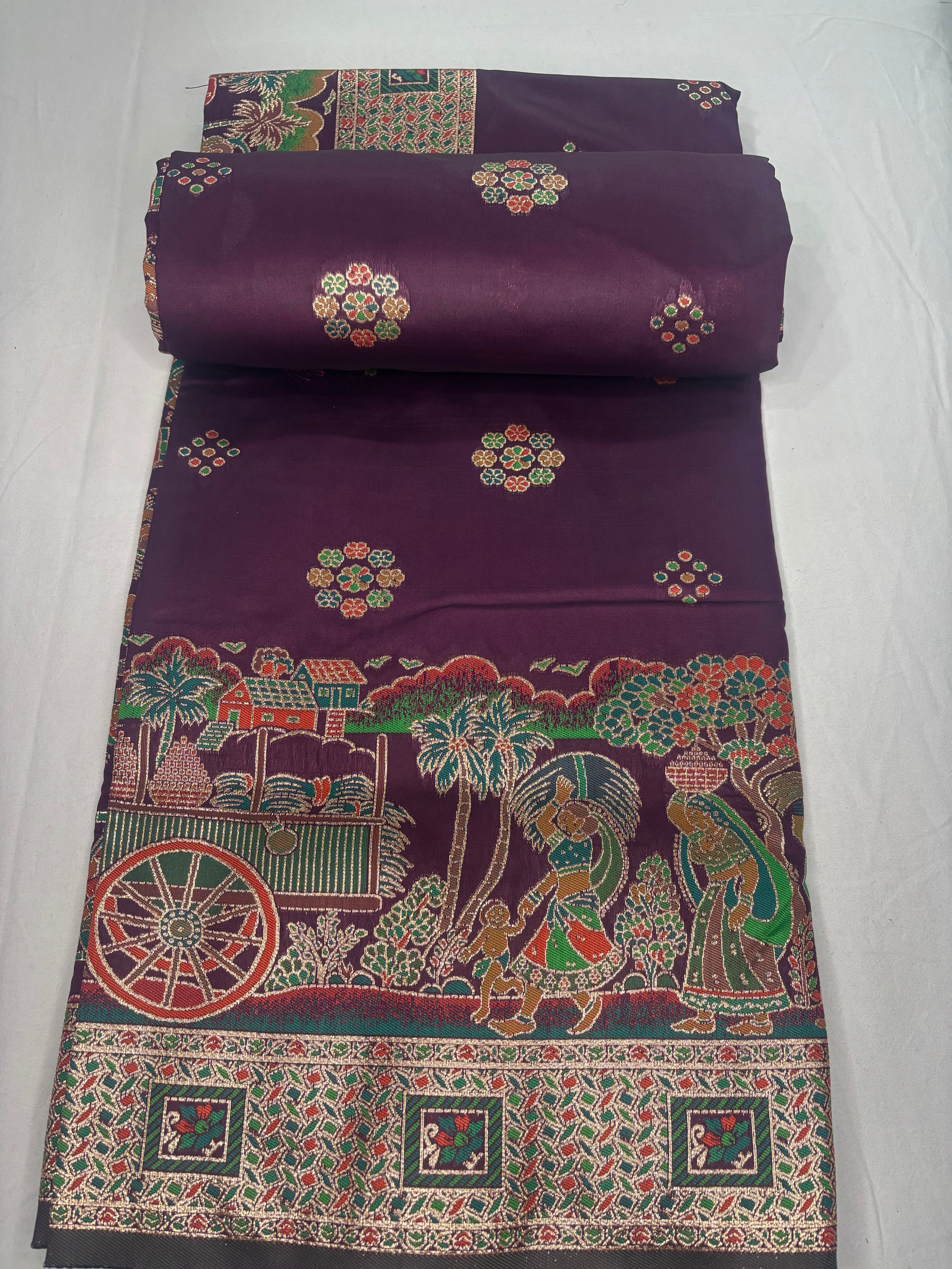 Jacquard Pashmina Floral and Leaves Print Elegant Saree for Festive Wear
