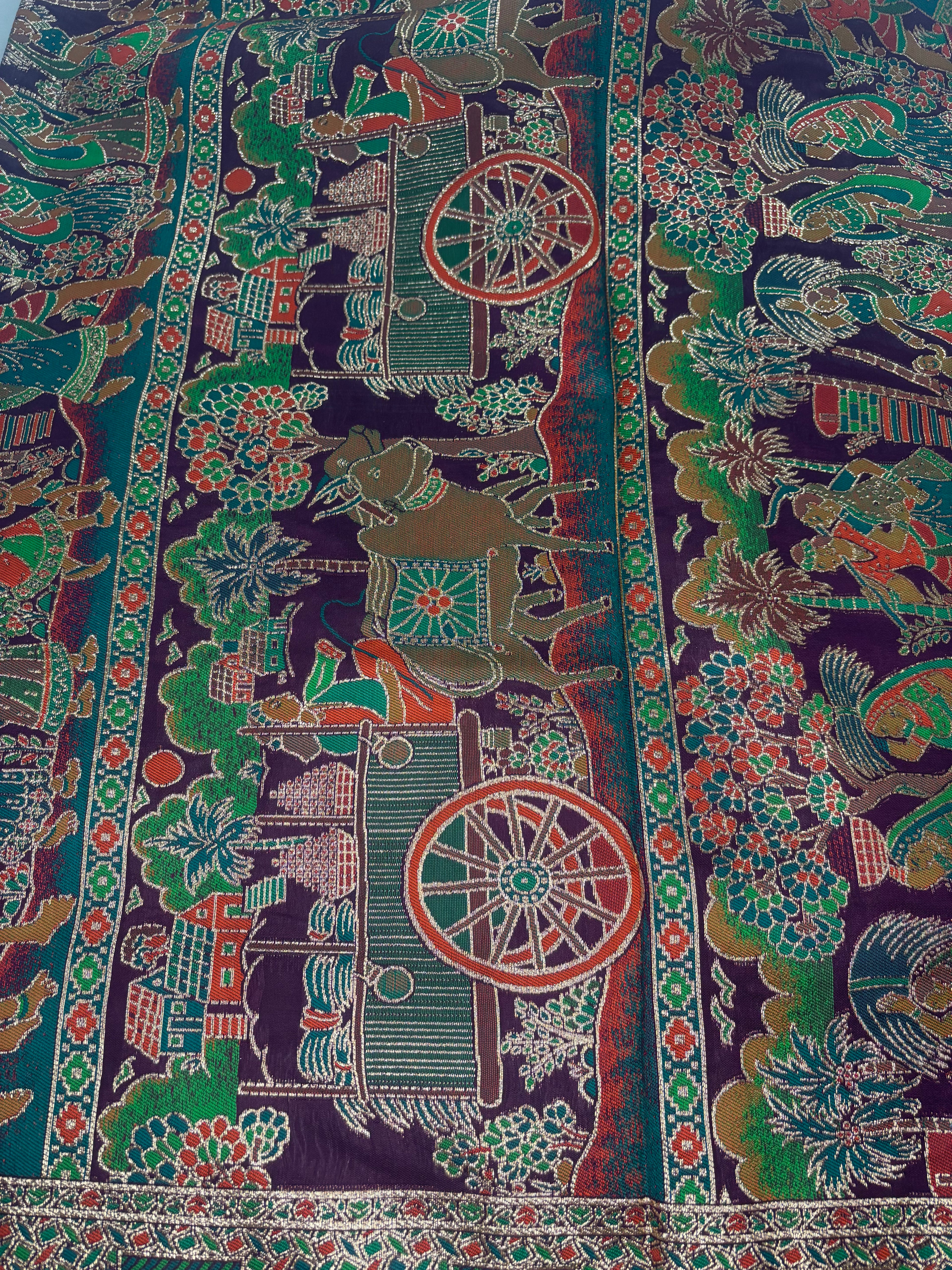 Jacquard Pashmina Floral and Leaves Print Elegant Saree for Festive Wear