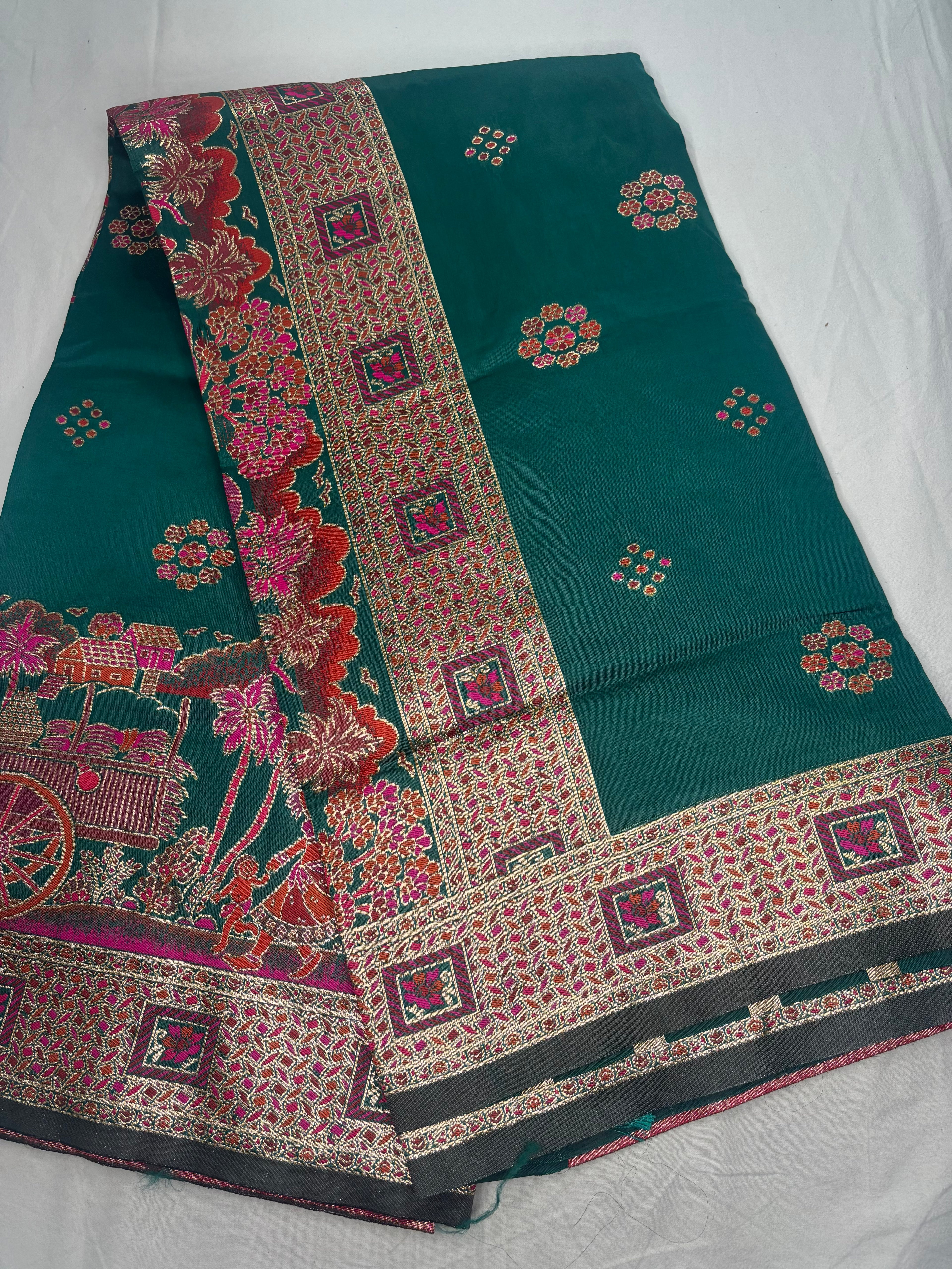 Jacquard Pashmina Floral and Leaves Print Elegant Saree for Festive Wear