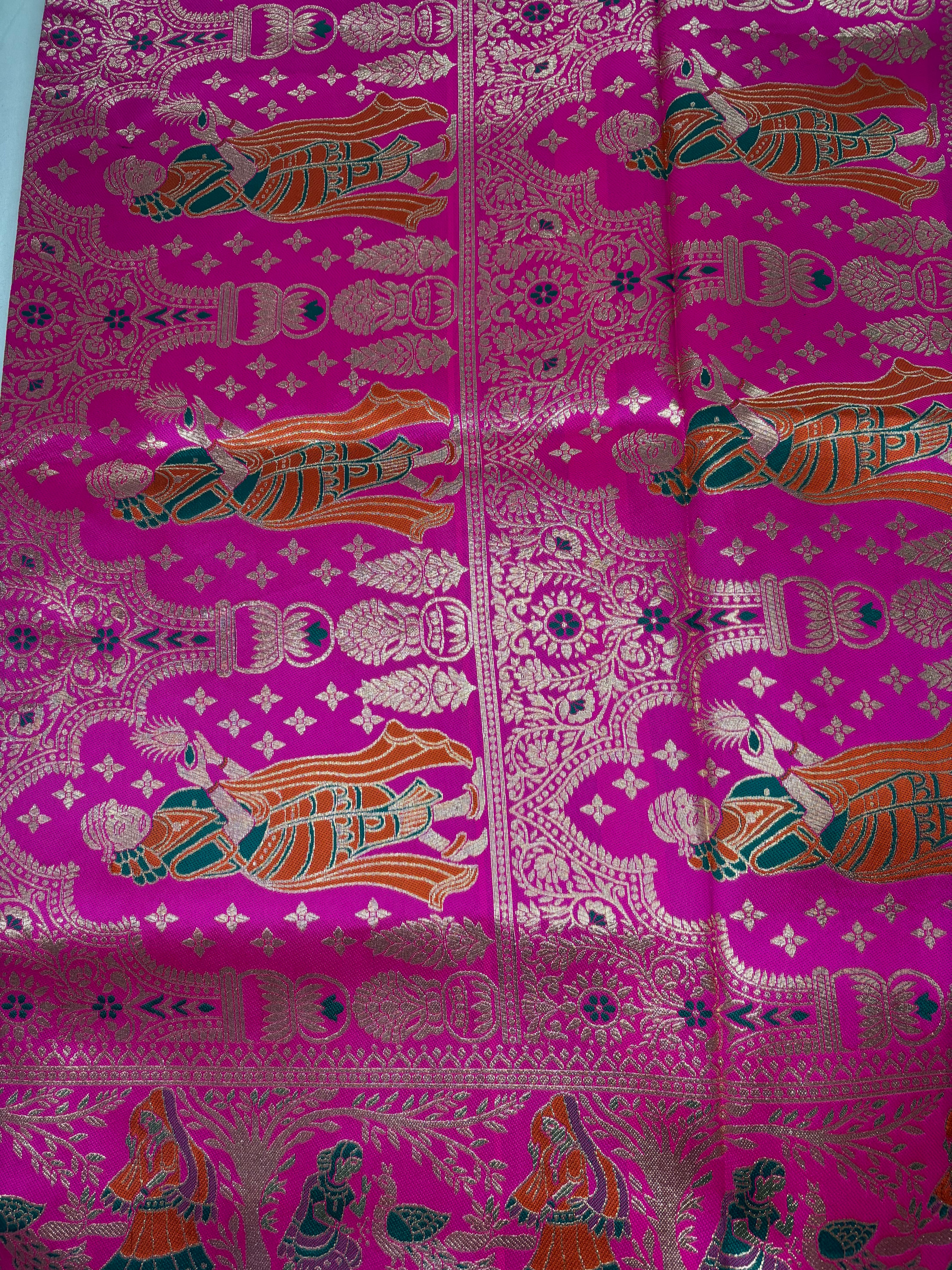 Jacquard Pashmina Baby Doll Print Woven Elegant Saree for Festive Wear