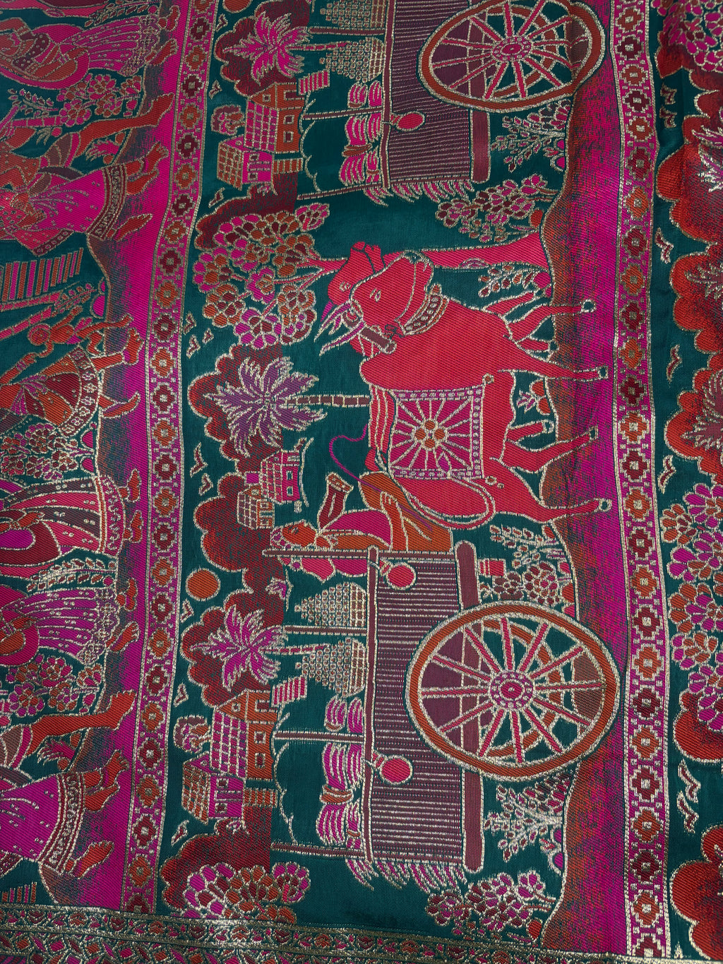 Jacquard Pashmina Floral and Leaves Print Elegant Saree for Festive Wear