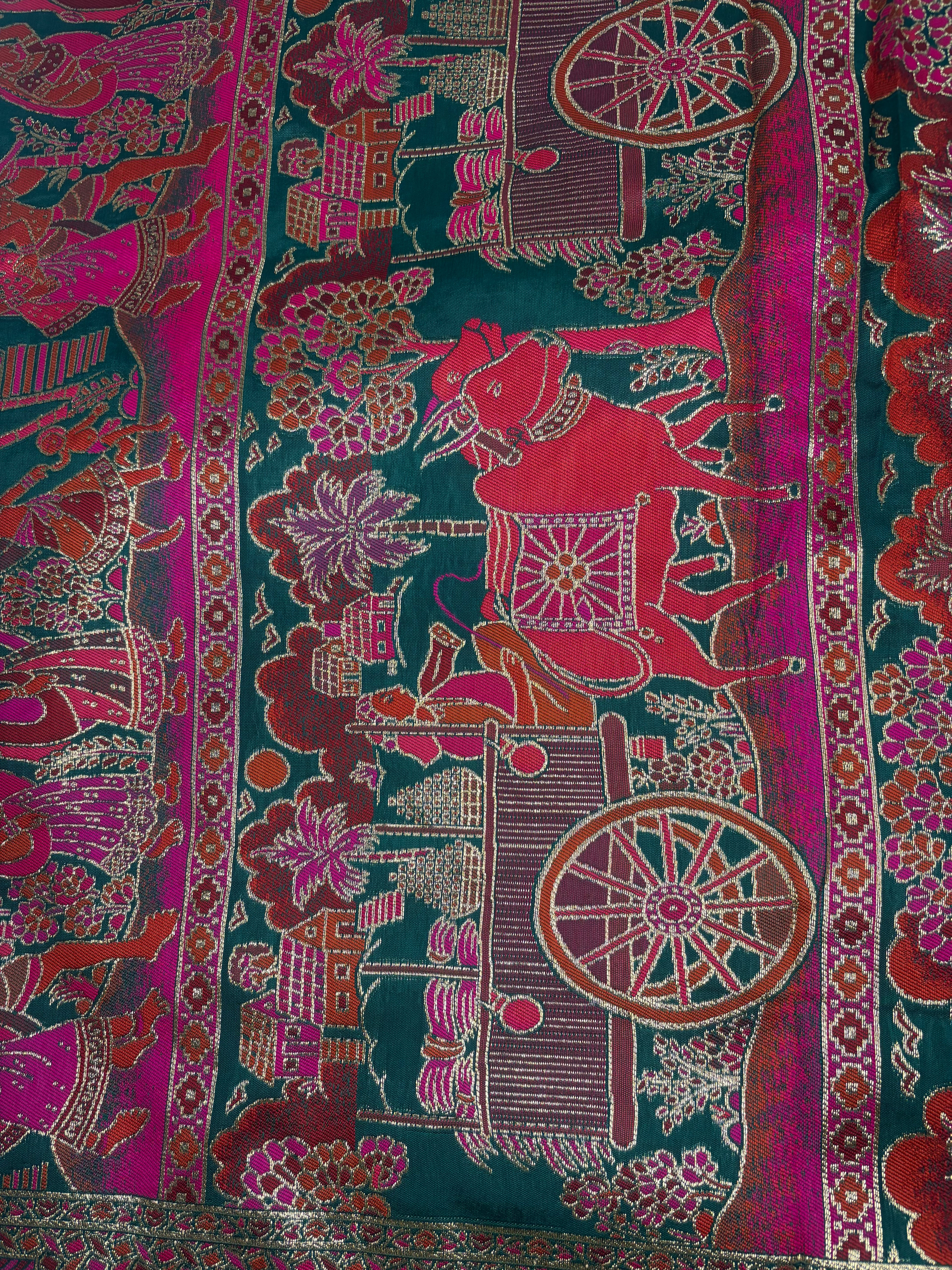 Jacquard Pashmina Floral and Leaves Print Elegant Saree for Festive Wear