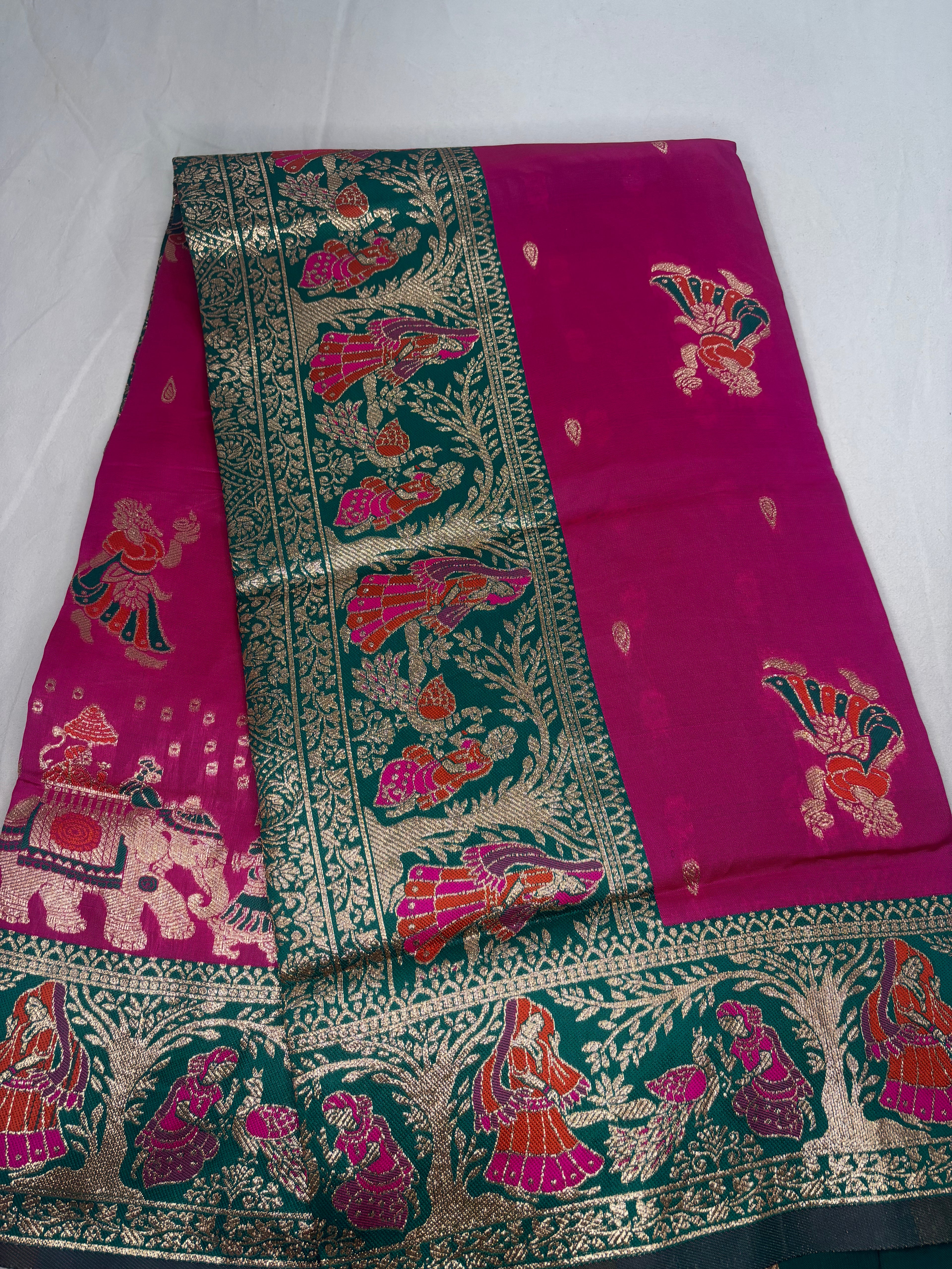 Jacquard Pashmina Baby Doll Print Woven Elegant Saree for Festive Wear