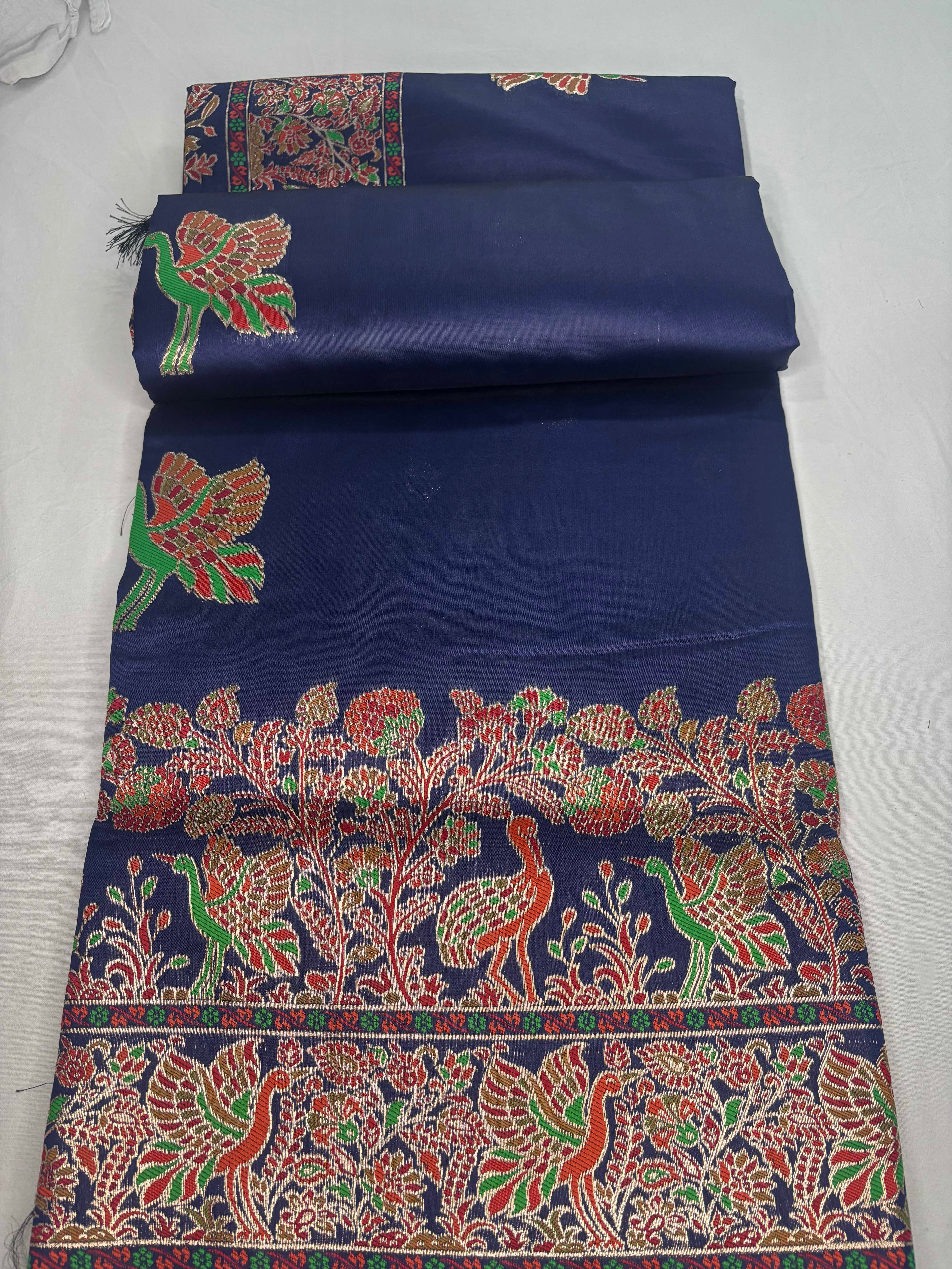 Jacquard Rani Pashmina Mor Print Elegant Saree